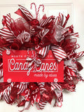 Candy Cane Christmas Wreath, Red and White Candy Wreath