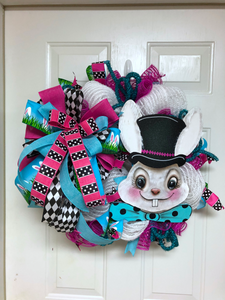 Alice Easter Bunny Front Door Wreath