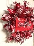 Candy Cane Christmas Wreath, Red and White Candy Wreath