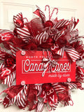 Candy Cane Christmas Wreath, Red and White Candy Wreath