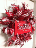 Candy Cane Christmas Wreath, Red and White Candy Wreath