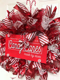 Candy Cane Christmas Wreath, Red and White Candy Wreath