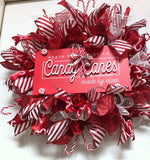 Candy Cane Christmas Wreath, Red and White Candy Wreath