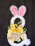 Bunny Door Hanger, Fluffy Easter Rabbit Hanger, Front Door Easter Wreath, Creative Designs by JL