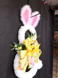 Bunny Door Hanger, Fluffy Easter Rabbit Hanger, Front Door Easter Wreath, Creative Designs by JL