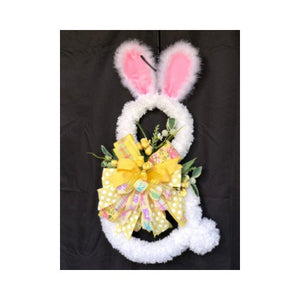 Bunny Door Hanger, Fluffy Easter Rabbit Hanger, Front Door Easter Wreath, Creative Designs by JL