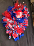 Patriotic Uncle Sam Wreath, Red White and Blue Wreath, Patriotic Wreath