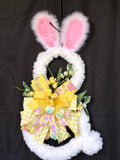 Bunny Door Hanger, Fluffy Easter Rabbit Hanger, Front Door Easter Wreath, Creative Designs by JL