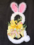 Bunny Door Hanger, Fluffy Easter Rabbit Hanger, Front Door Easter Wreath, Creative Designs by JL