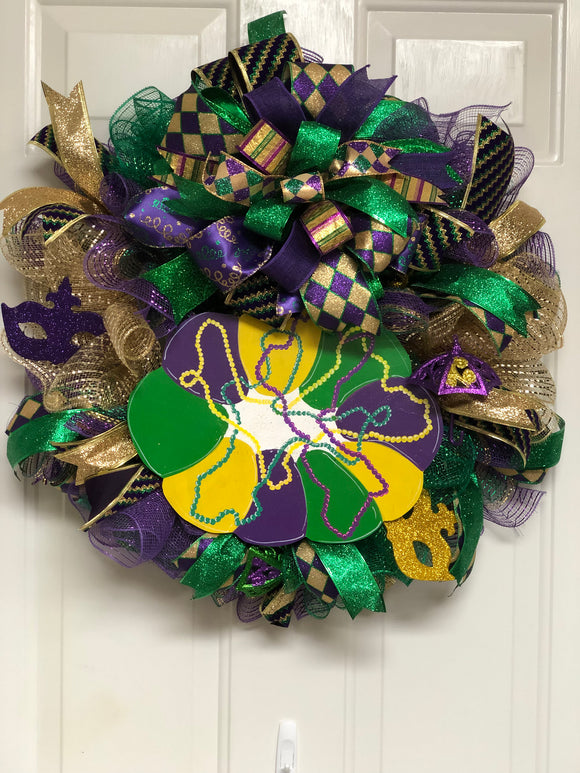 Mardi Gras King Cake Wreath, Mardi Gras Wreath, Saints Wreath