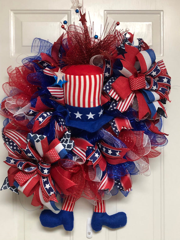 Patriotic Uncle Sam Wreath, Red White and Blue Wreath, Patriotic Wreath