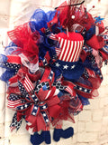 Patriotic Uncle Sam Wreath, Red White and Blue Wreath, Patriotic Wreath