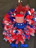 Patriotic Uncle Sam Wreath, Red White and Blue Wreath, Patriotic Wreath