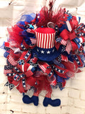 Patriotic Uncle Sam Wreath, Red White and Blue Wreath, Patriotic Wreath