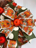 Fall Harvest Wreath with Hand Painted Pumpkin Sign