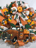 Rustic Fall Truck and Pumpkins Wreath, Wreath For Fall