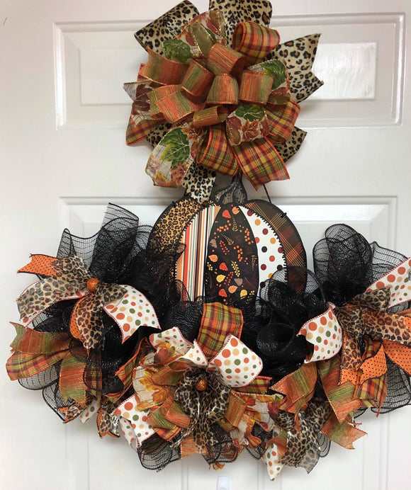 Leopard Fall Pumpkin Door Hanger Rail