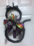 Black Cat Door Hanger, Halloween Door Hanger