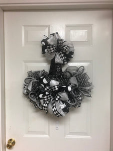 Black & White Halloween Witch Hat Door Front Hanger