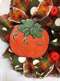 Fall Harvest Wreath with Hand Painted Pumpkin Sign