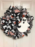 Halloween Mesh Wreath, Front Door Wreath, Boo Ghost Wreath, Halloween Wreath, Ghost Wreath, Custom Wreath, Wreath, Door Wreath, Storm door