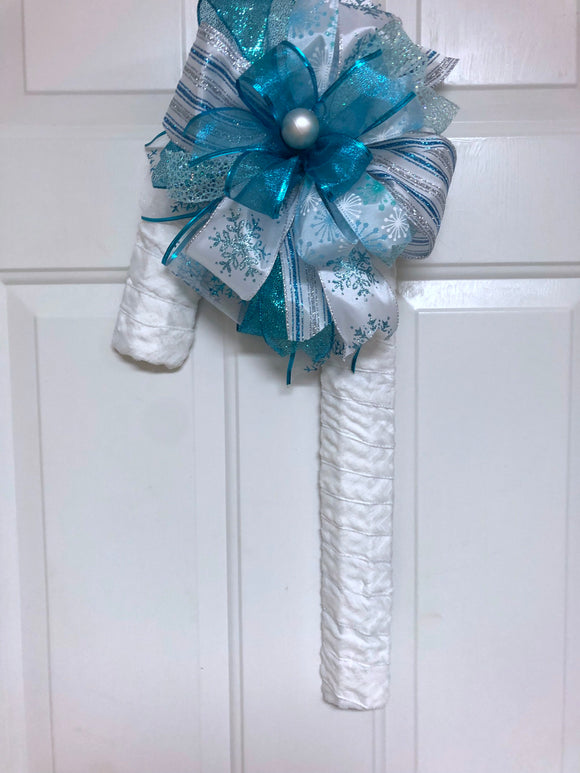 Candy Cane Wreath, Candy Cane Door Hanger,  Blue & White Decor, Christmas Decor,