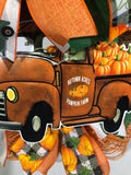 Rustic Fall Truck and Pumpkins Wreath, Wreath For Fall