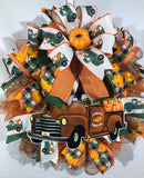 Rustic Fall Truck and Pumpkins Wreath, Wreath For Fall