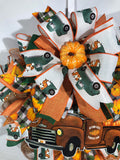 Rustic Fall Truck and Pumpkins Wreath, Wreath For Fall