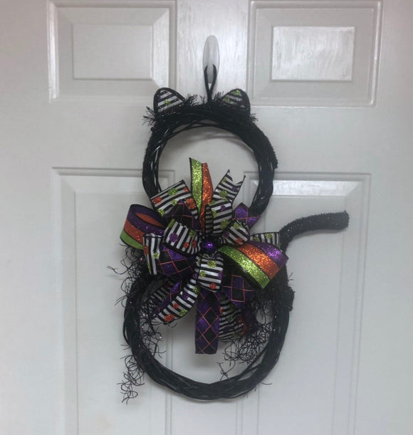 Black Cat Door Hanger, Halloween Door Hanger