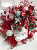 Merry Christmas Evergreen Ornament Wreath