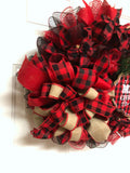 Buffalo Plaid Evergreen Merry Christmas Wreath