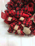 Buffalo Plaid Evergreen Merry Christmas Wreath