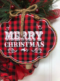 Buffalo Plaid Evergreen Merry Christmas Wreath