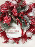 Merry Christmas Evergreen Ornament Wreath