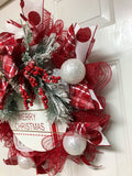 Merry Christmas Evergreen Ornament Wreath
