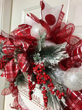Merry Christmas Evergreen Ornament Wreath