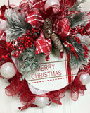 Merry Christmas Evergreen Ornament Wreath