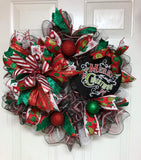 Traditional Red and Green Sparkle Christmas Wreath