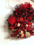 Buffalo Plaid Evergreen Merry Christmas Wreath