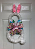 Pink Easter Rabbit Wreath, Jelly Bean Bunny Wreath, Bunny Wreath, Easter Wreath, Fluffy Bunny.