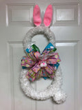 Pink Easter Rabbit Wreath, Jelly Bean Bunny Wreath, Bunny Wreath, Easter Wreath, Fluffy Bunny.