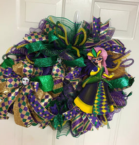 Mardi Gras LX Deco Mesh Wreath