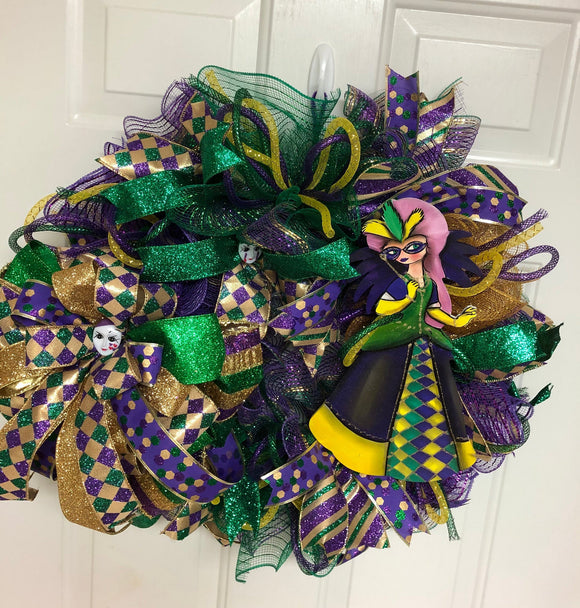 Mardi Gras LX Deco Mesh Wreath