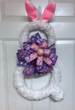 Purple Bunny Wreath, Easter Bunny Wreath, Bunny Door Hanger, Bunny Decor, Spring Bunny