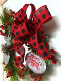 Rustic Deer Wreath, Wreath for Front Door, Farmhouse Christmas Wreath