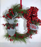 Rustic Deer Wreath, Wreath for Front Door, Farmhouse Christmas Wreath