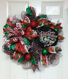 Traditional Red and Green Sparkle Christmas Wreath