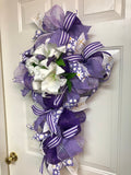 Easter Cross Lavender and White Wreath, Cross Wreath, Wreath Cross, Purple Wreath Cross, Church Wreath Decor