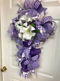 Easter Cross Lavender and White Wreath, Cross Wreath, Wreath Cross, Purple Wreath Cross, Church Wreath Decor